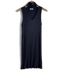 LNA sleeveless ribbed choker dress black size small